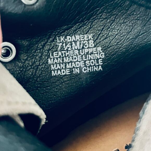 Lucky Brand Boots Dareek Taupe Suede Leather Lace Up Chunky Heel Combat 7.5M - Picture 6 of 7